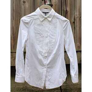 Karen Millen - Women's Tuxedo Button Up Shirt, Extra Long, White - 6